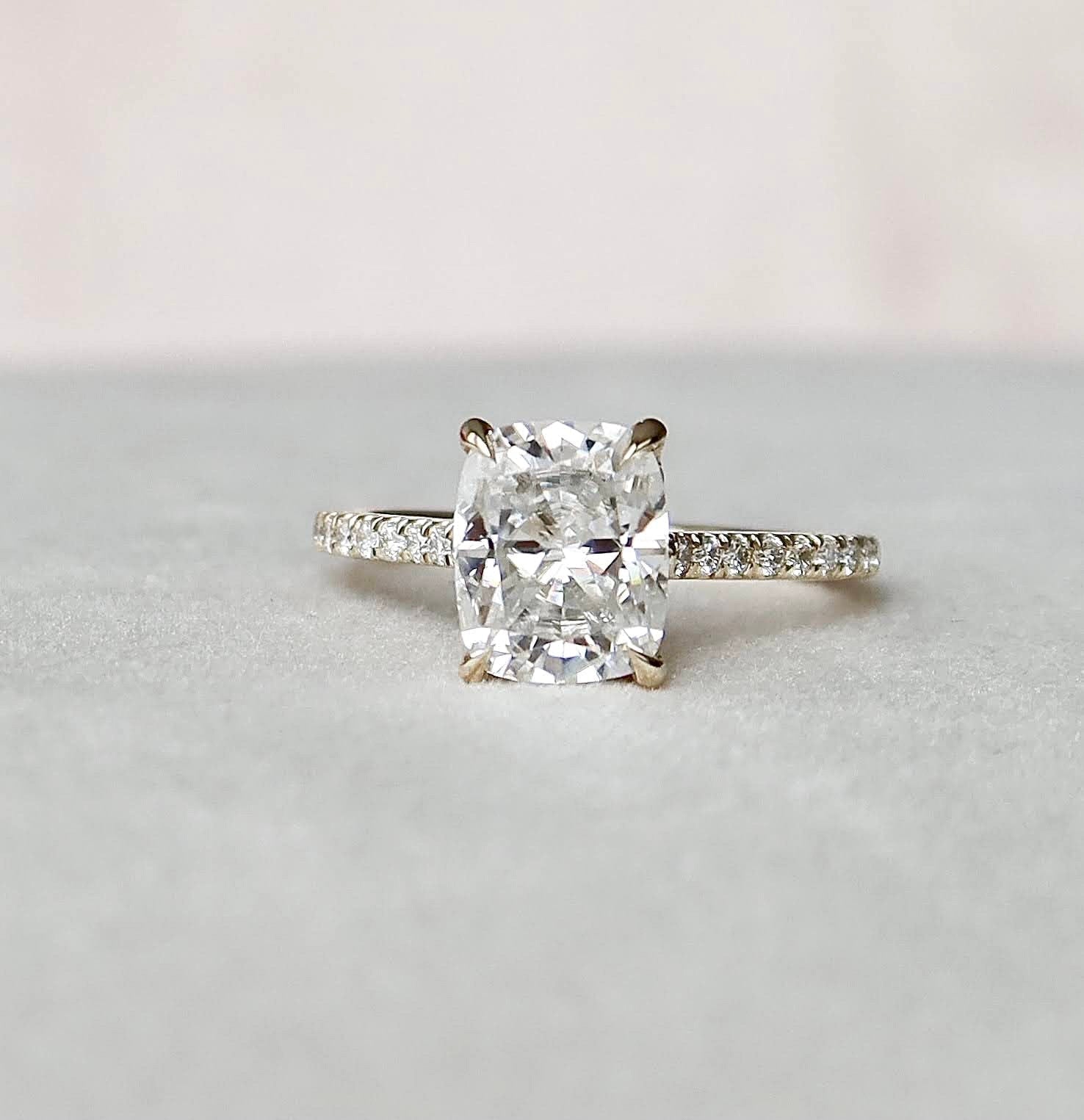 2.50 CT Emerald Cut Colorless Moissanite Engagement Ring, Prong Set Ring, Solitaire Moissanite Ring, Cathedral Set outlet Ring, Bridal Ring Set