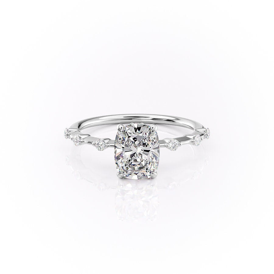 2.0CT Elongated Cushion Cut Moissanite Solitaire Engagement Ring