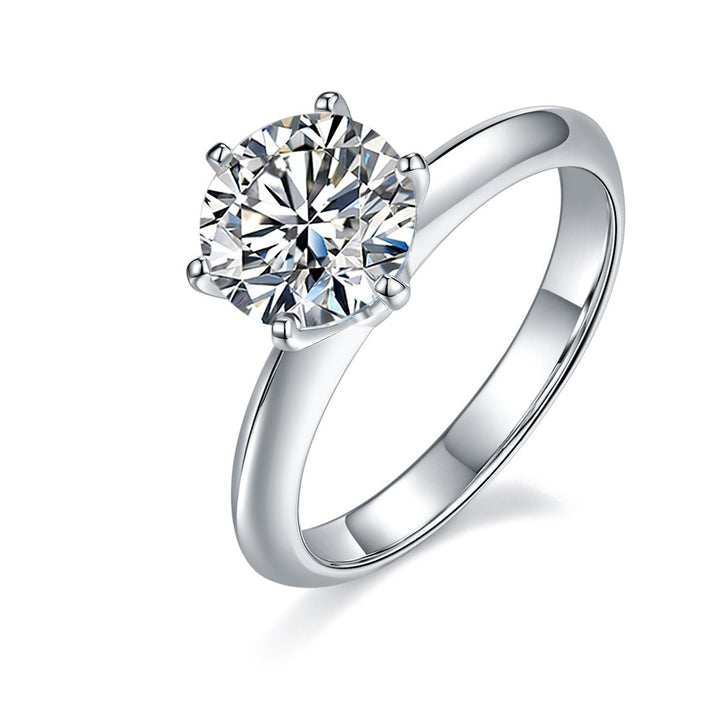1.35ct Round Cut Solitaire Moissanite Six Prong Diamond Engagement Ring