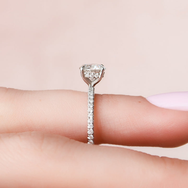 1.0CT Round Cut Moissanite Diamond Hidden Halo Engagement Ring
