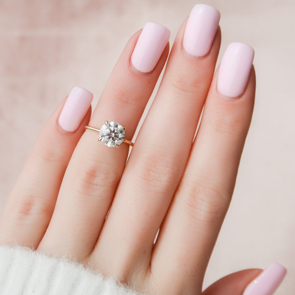 2.0CT Round Cut Hidden Halo Moissanite Solitaire Engagement Ring