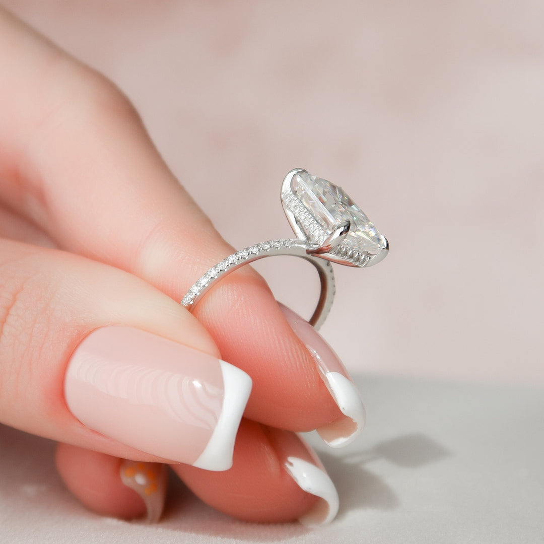 4.50СT Radiant Cut Moissanite Diamond Hidden Halo Engagement Ring