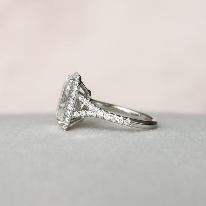 5.50CT Radiant Cut Halo Moissanite Split Shank Engagement Ring