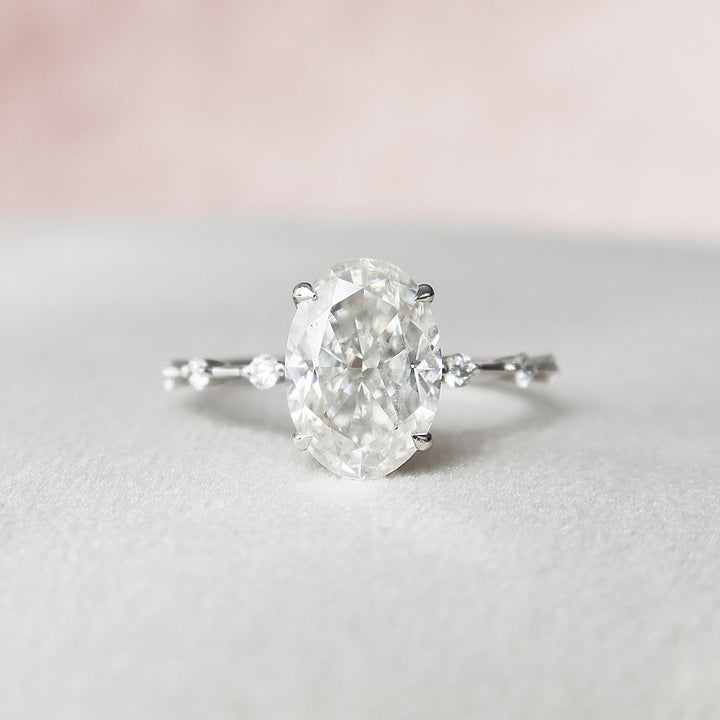 3.0CT Oval Cut Vintage Inspired Moissanite Solitaire Engagement Ring