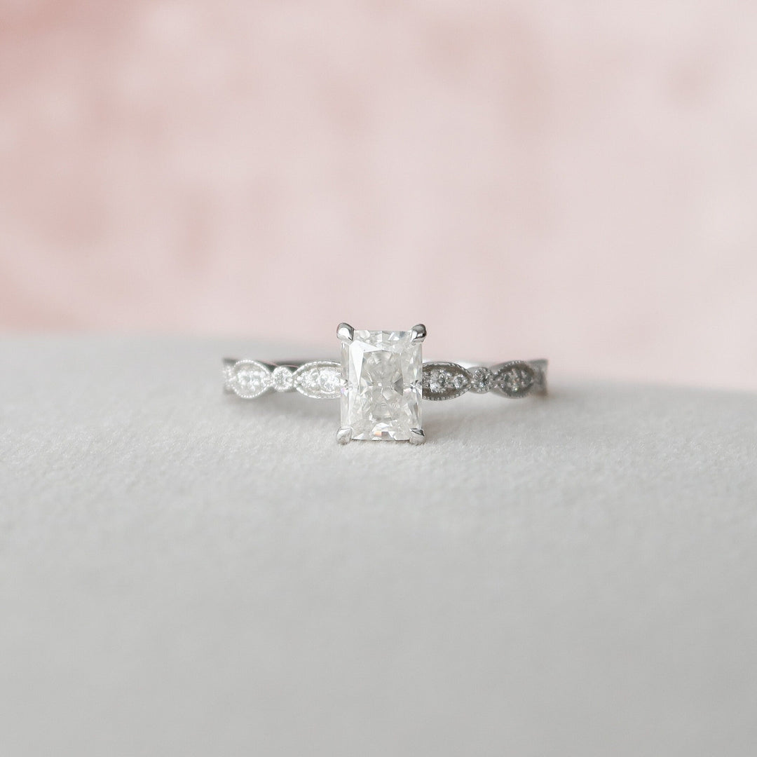 1.74CT Radiant Cut Moissanite Unique Engagement Ring