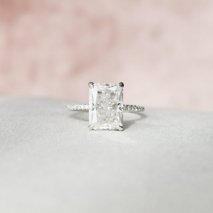 4.50СT Radiant Cut Moissanite Diamond Hidden Halo Engagement Ring