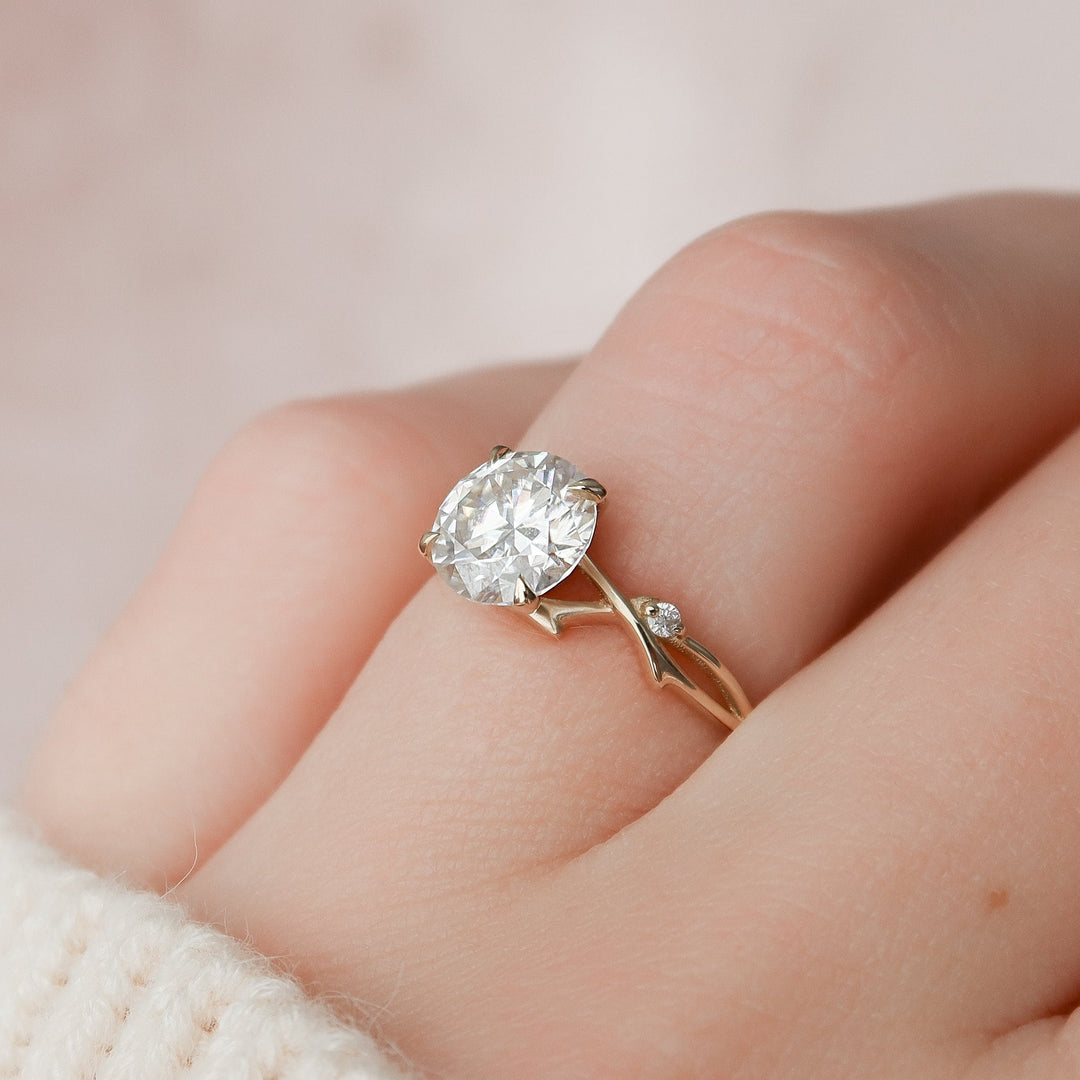 1.50CT Round Cut Twig Branch Moissanite Engagement Ring