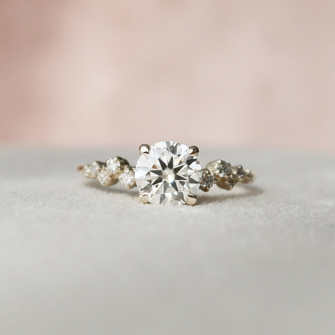 1.75CT Round Cut Moissanite Cluster Engagement Ring