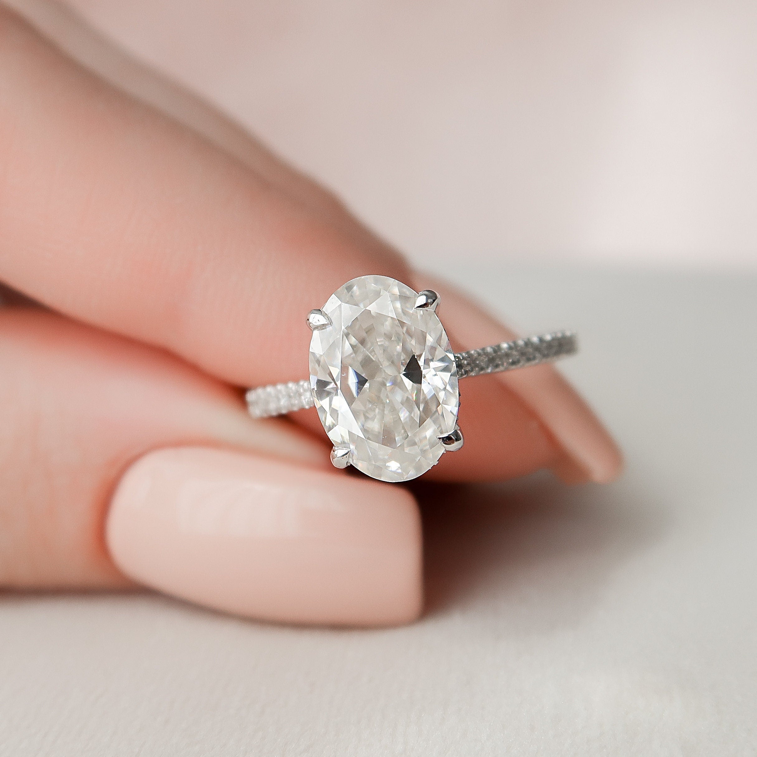 Oval Moissanite Engagement Ring | Forever One Moissanite Ring – Rare Earth  Jewelry