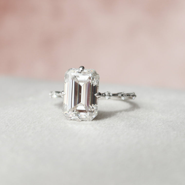 3.0CT Emerald Cut Moissanite Diamond Solitaire Engagement Ring