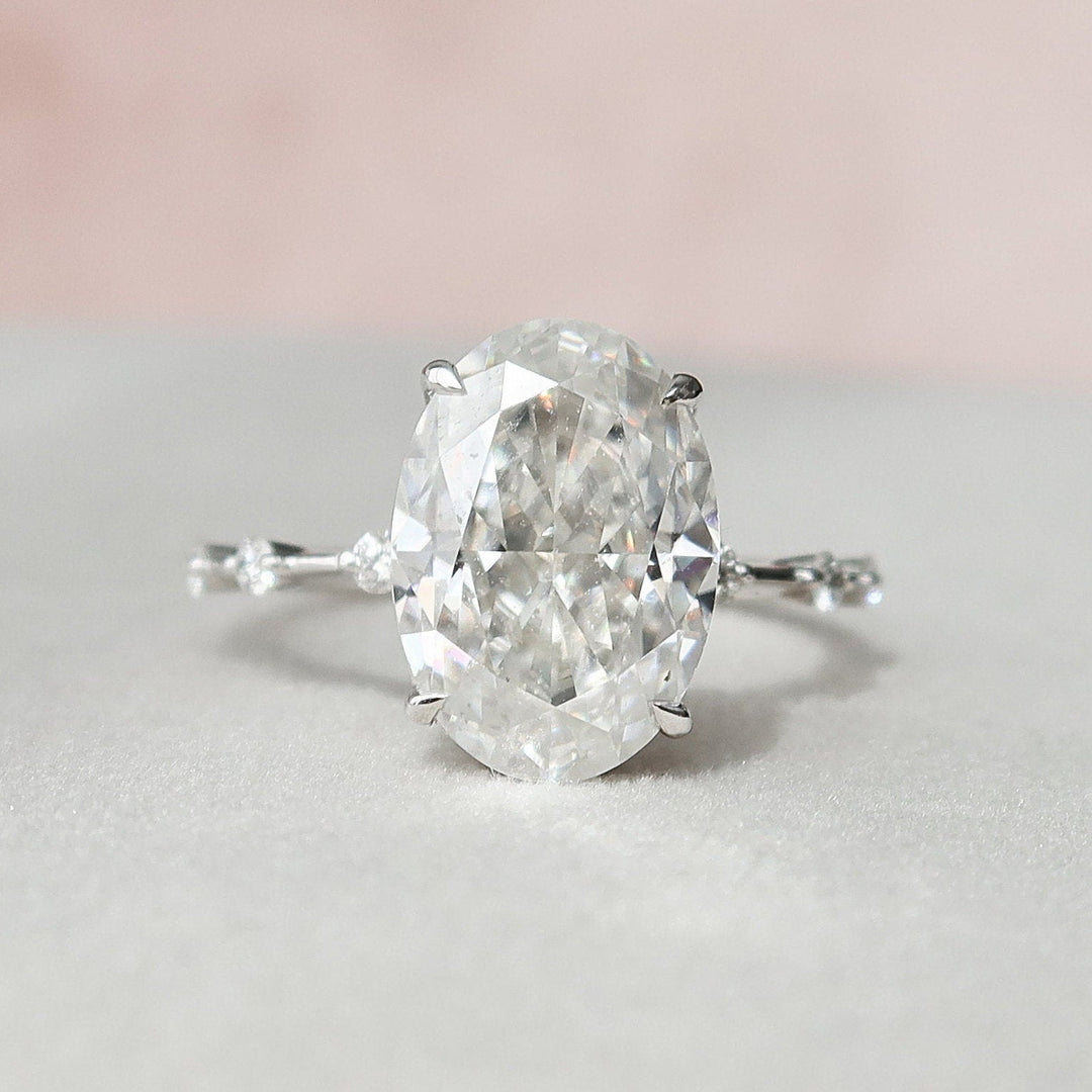 5.0CT Oval Cut Moissanite Solitaire Engagement Ring