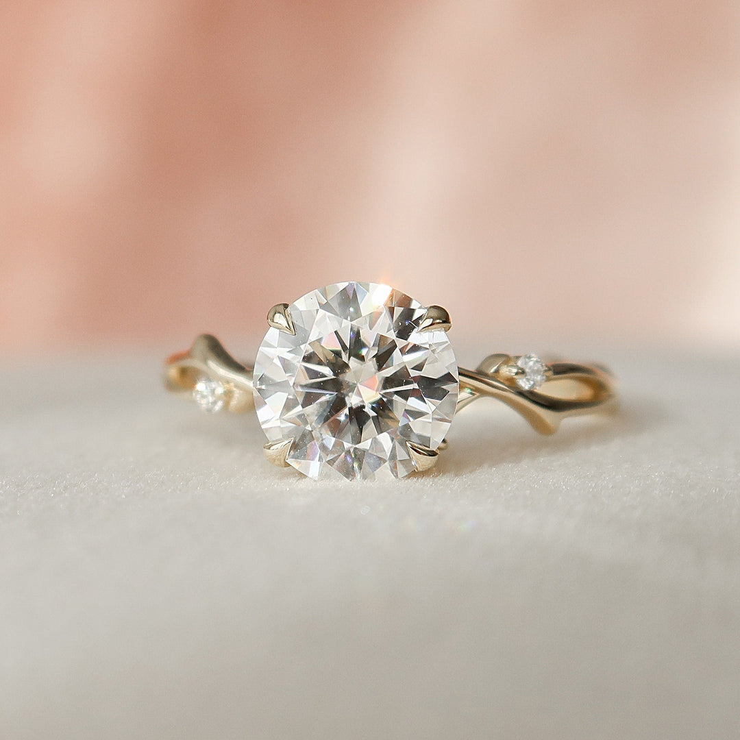 2.0CT Round Cut Twig Nature Inspired Moissanite Engagement Ring