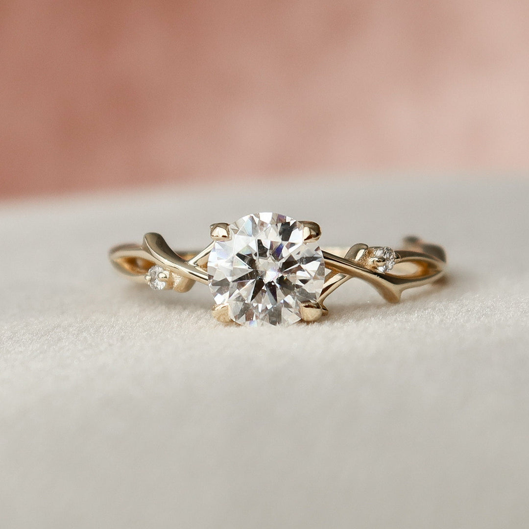 1.28CT Round Cut Branches Style Moissanite Engagement Ring