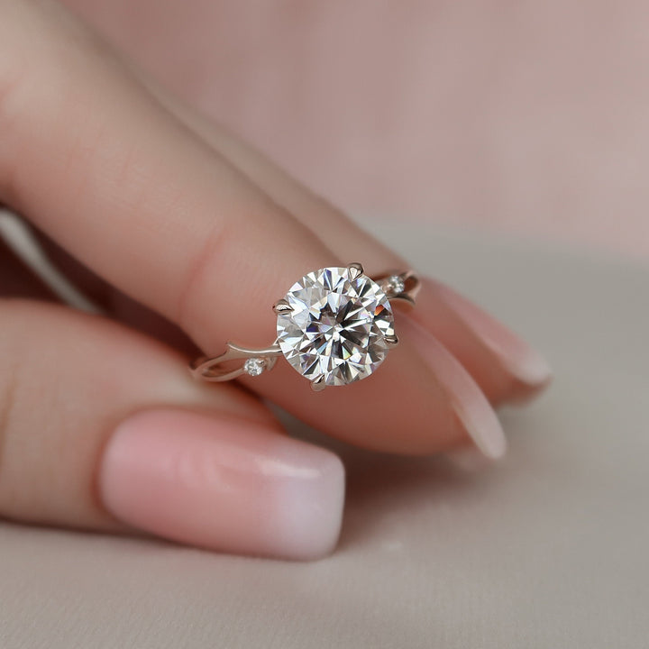 2.50CT Twig Round Moissanite Nature Inspired Branch Engagement Ring