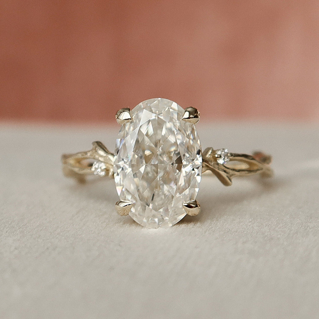 3.50CT Oval Cut Nature Inspired Branch Moissanite Engagement Ring
