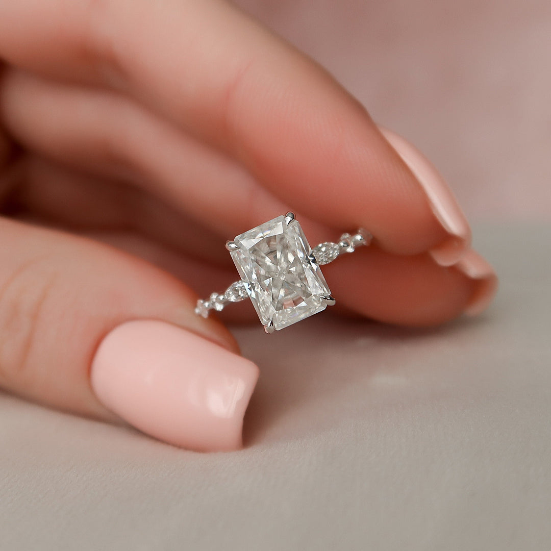 Radiant Cut Moissanite Hidden Halo Engagement Ring – DAVID