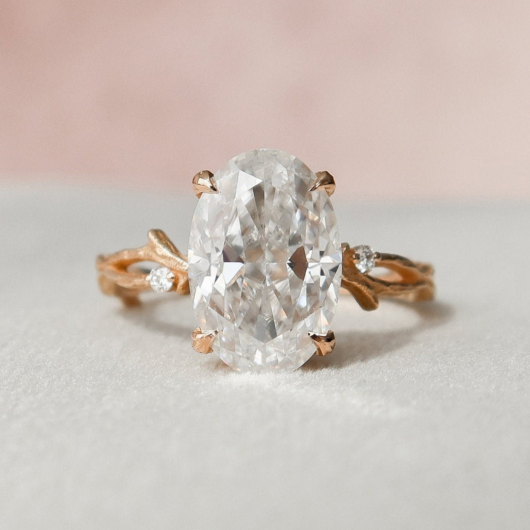 3.50CT Oval Cut Nature Inspired Branch Moissanite Engagement Ring