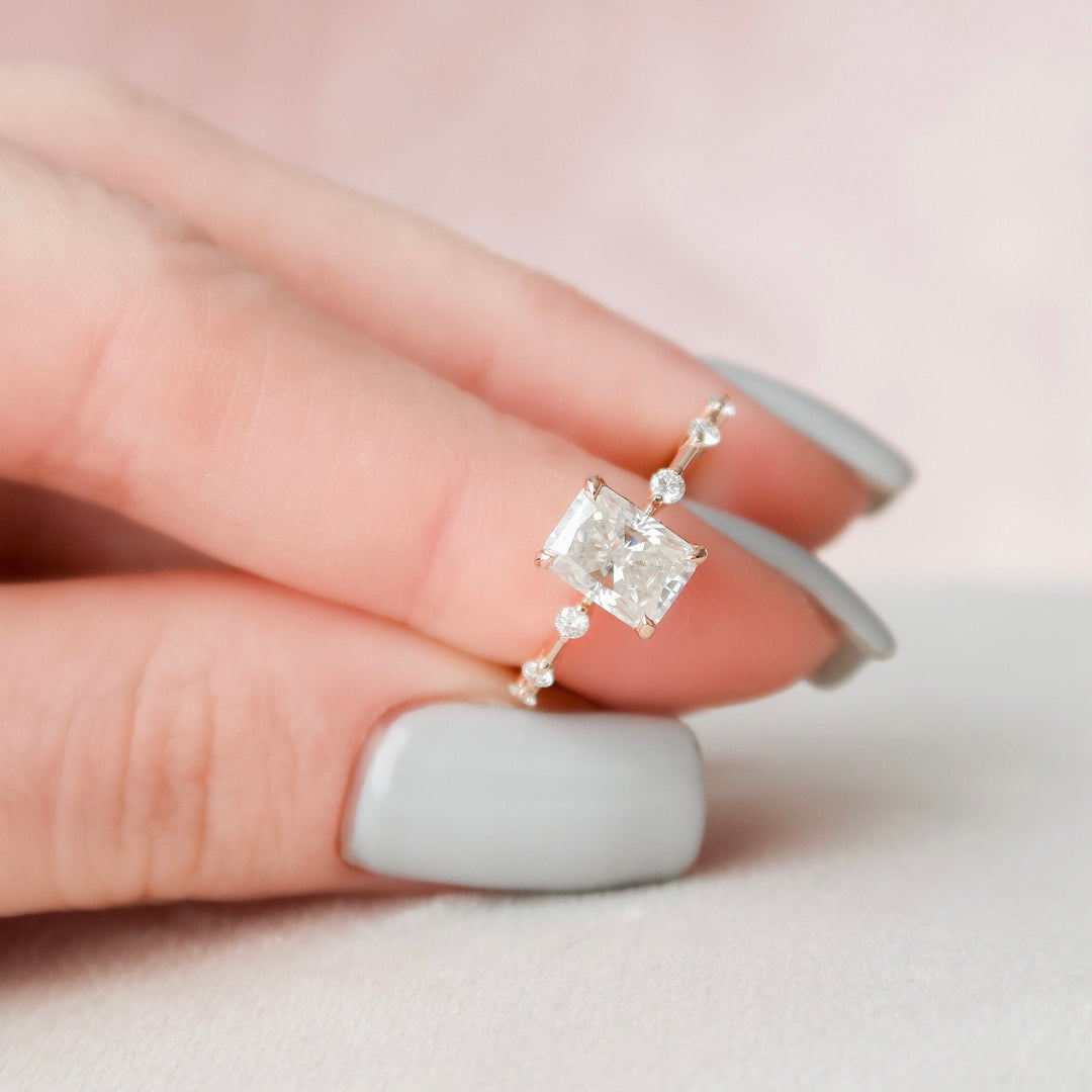 1.50CT Radiant Cut Moissanite Diamond Unique Solitaire Engagement Ring