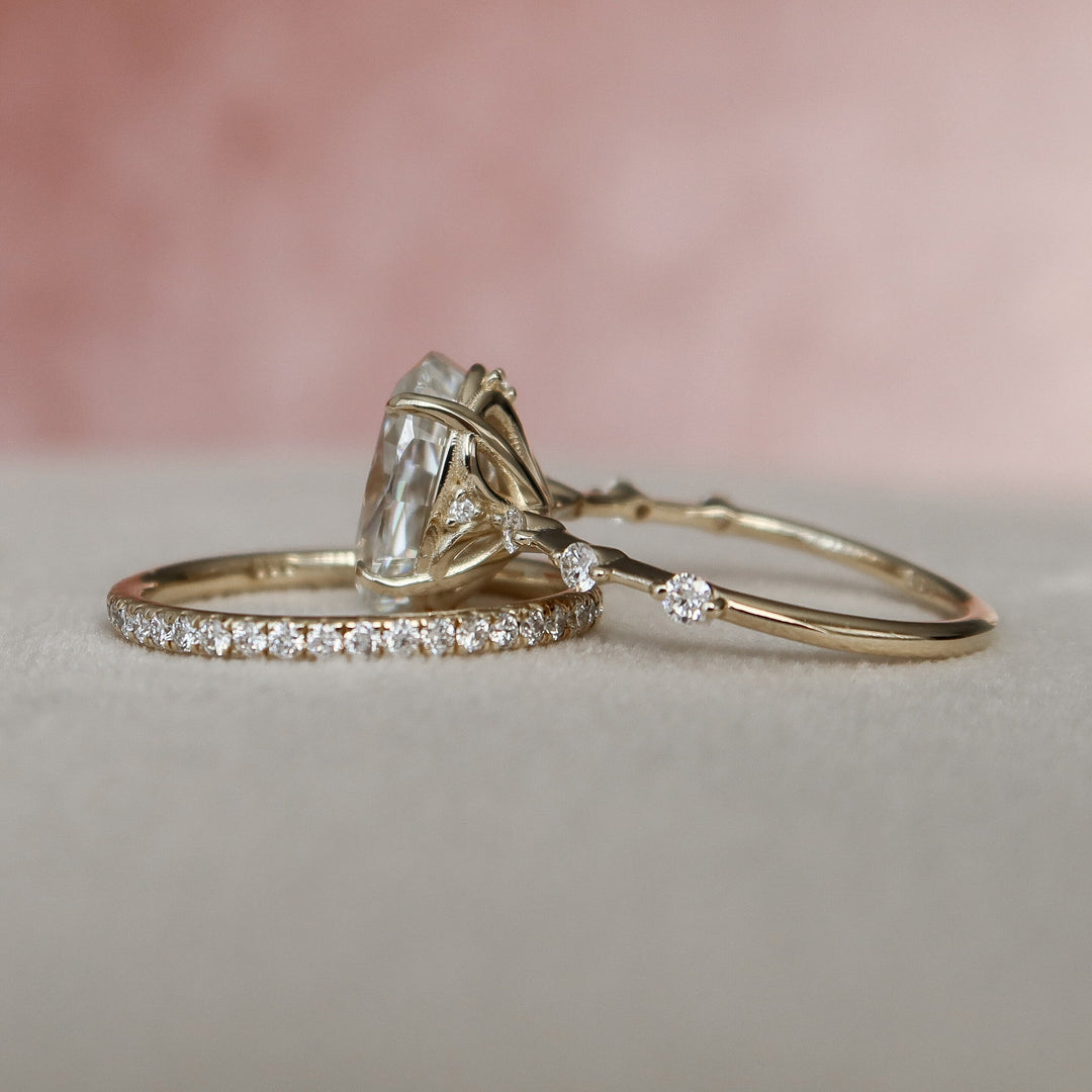 3.0CT Oval Cut Moissanite Bridal Engagement Ring Set