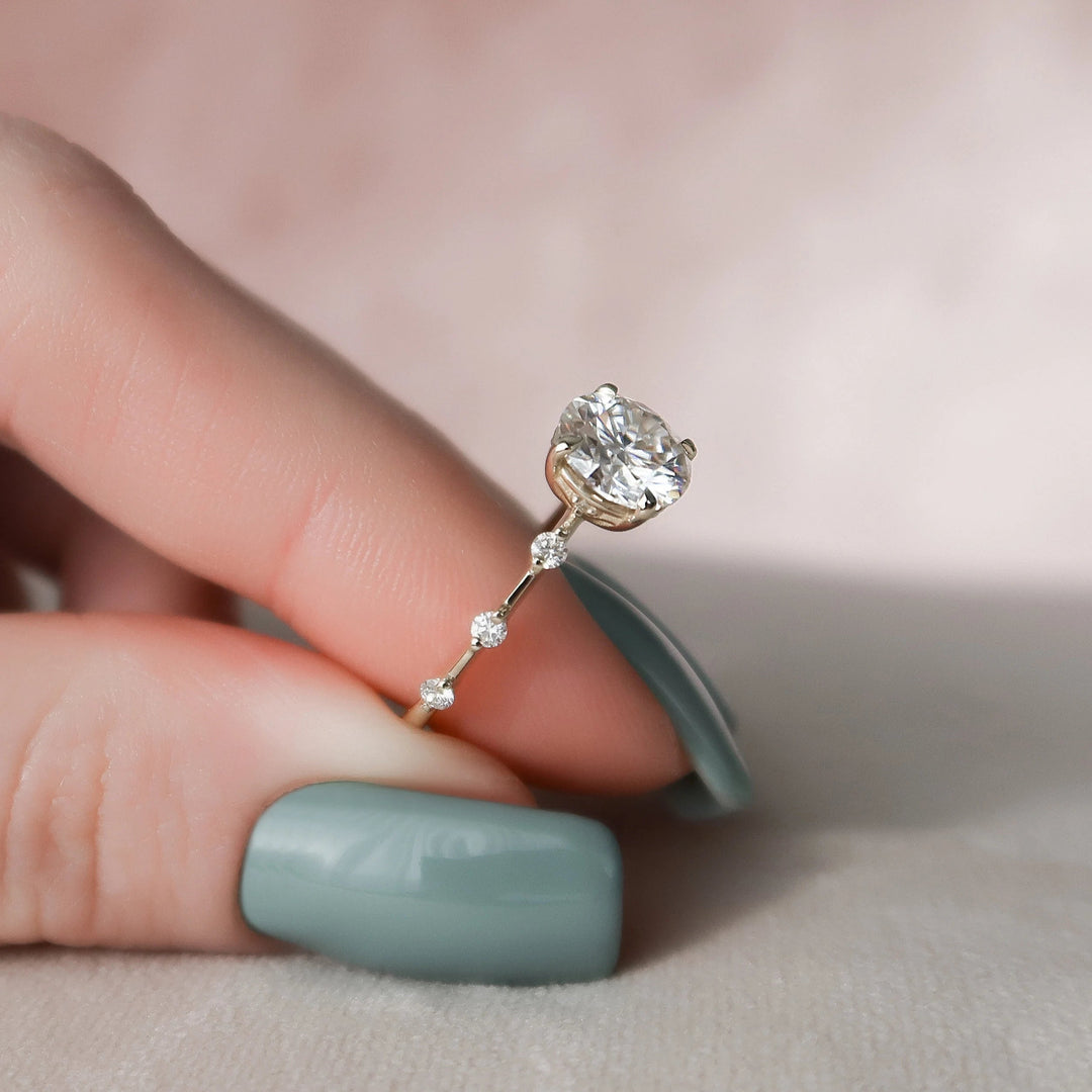 1.50CT Round Brilliant Cut Moissanite Halo Bridal Engagement Ring Set