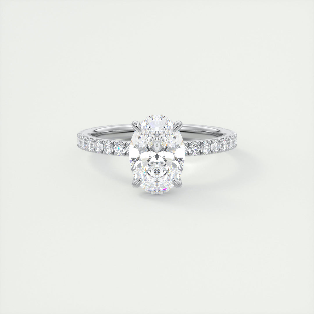 2CT Oval Cut Moissanite Engagement Ring with Pave Setting