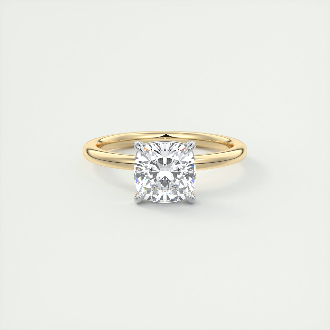2CT Cushion Cut Two Tone Solitaire Moissanite Engagement Ring