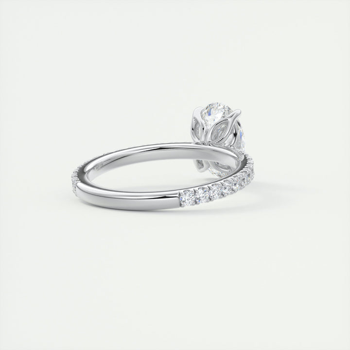 2CT Oval Cut Moissanite Engagement Ring with Pave Setting