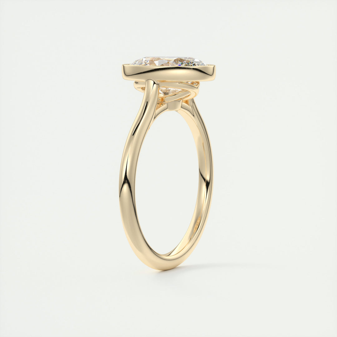 2CT Oval Bezel Setting Moissanite Engagement Ring
