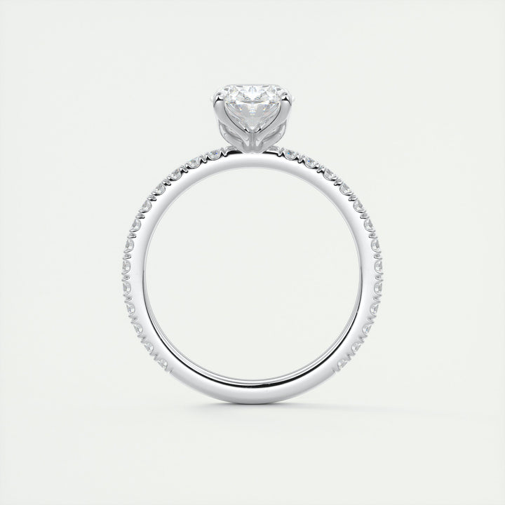 2CT Oval Cut Moissanite Engagement Ring with Pave Setting