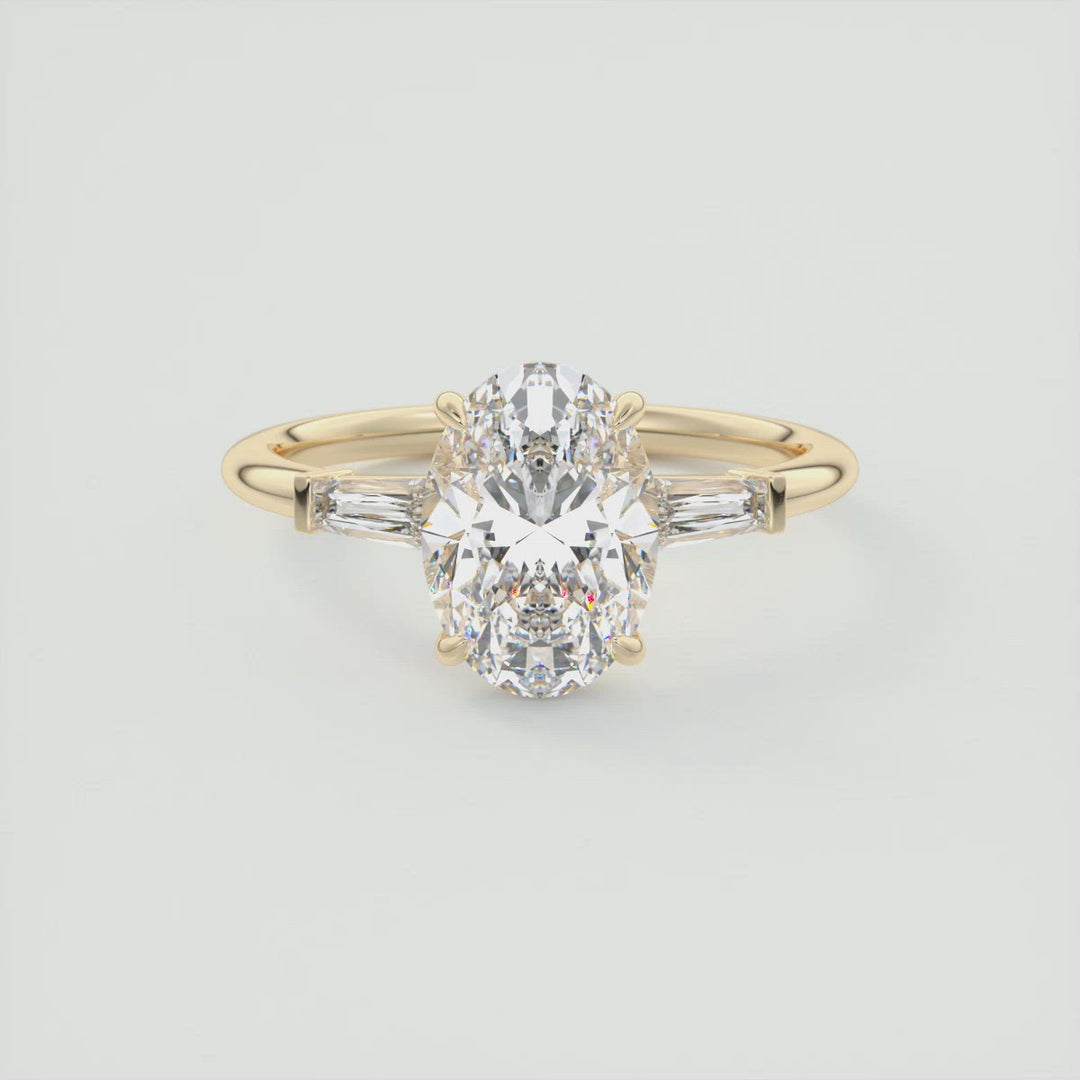 2CT Oval Cut Three Stone Moissanite Engagement Ring