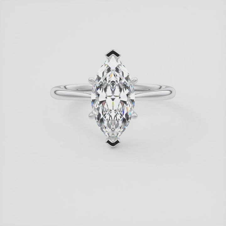 2CT Marquise Flush Stacking 1.8mm Solitaire Moissanite Engagement Ring