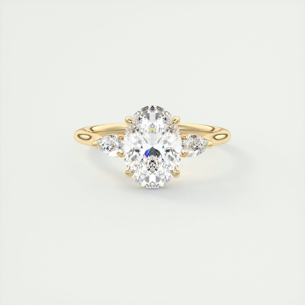 Detailed setting on this moissanite ring, in 18k rose gold
