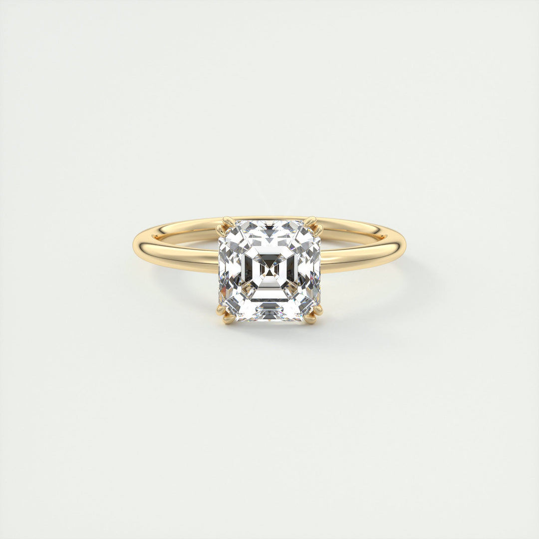 2CT Asscher Cut Double Scoop Moissanite Engagement Ring