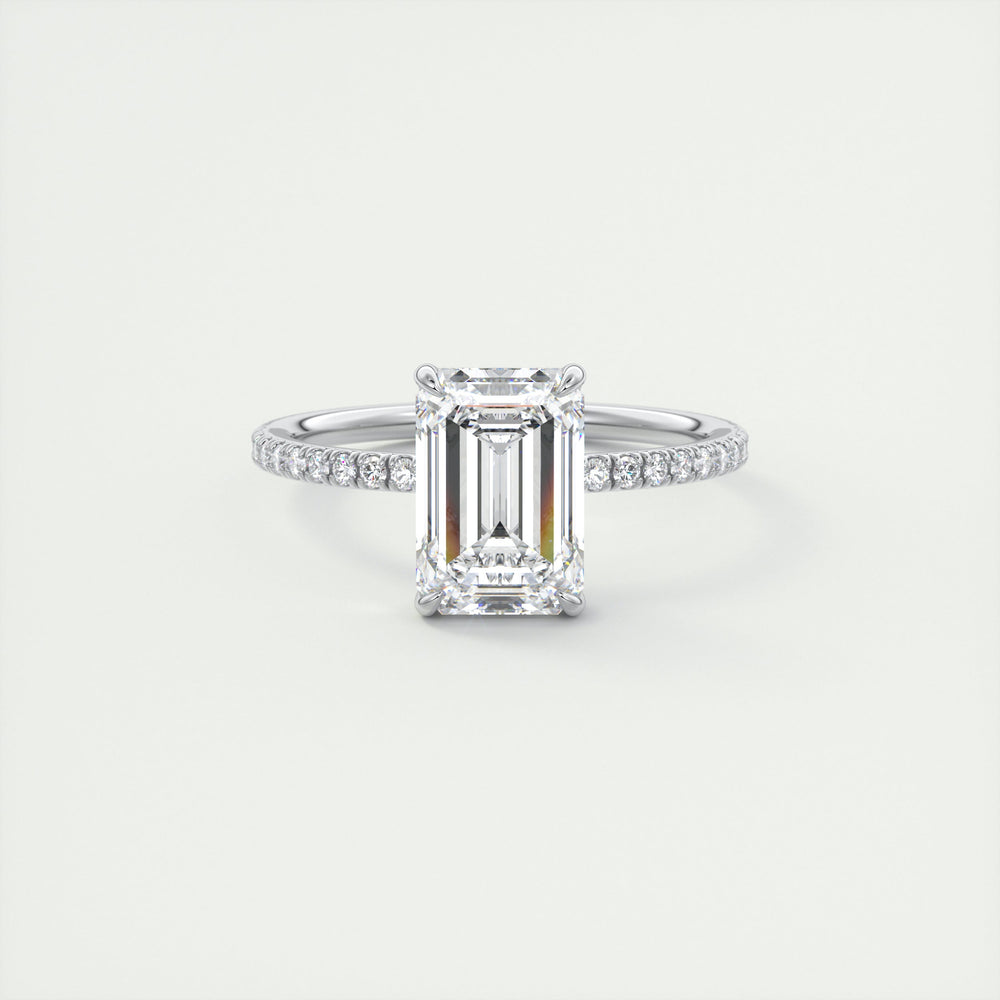 Moissanite ring in 18k white gold, a solitaire ring with floating setting