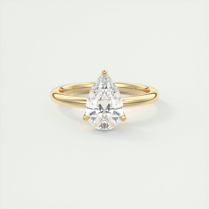 2 CT Pear Cut Moissanite Diamond Solitaire Engagement Ring