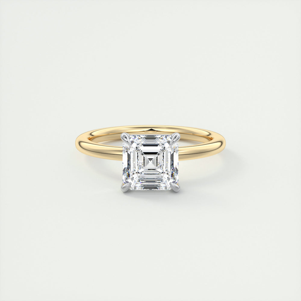 Princess cut solitaire ring in platinum with a detailed setting