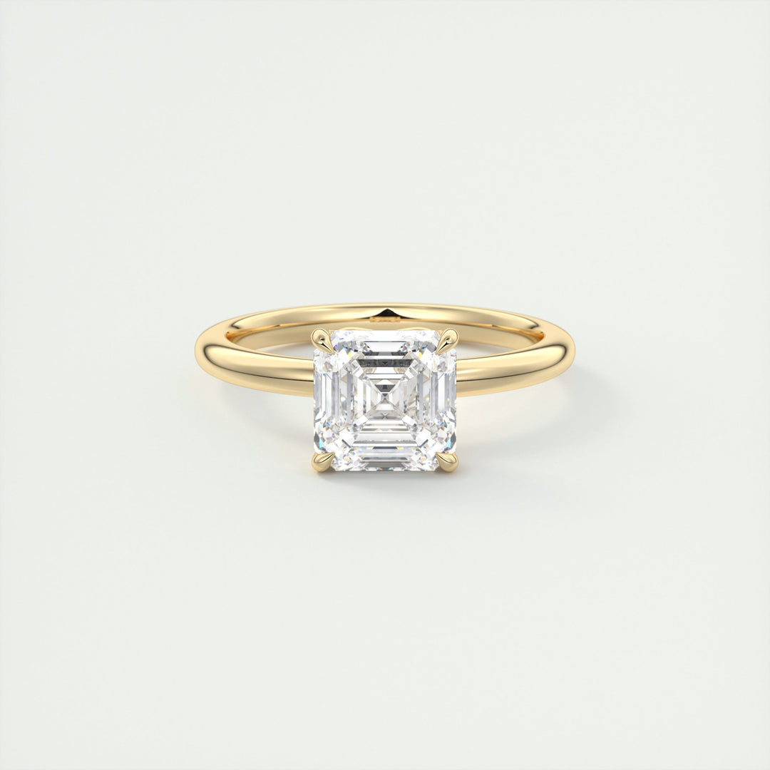 2 CT Asscher Cut Moissanite Diamond Solitaire Engagement Ring