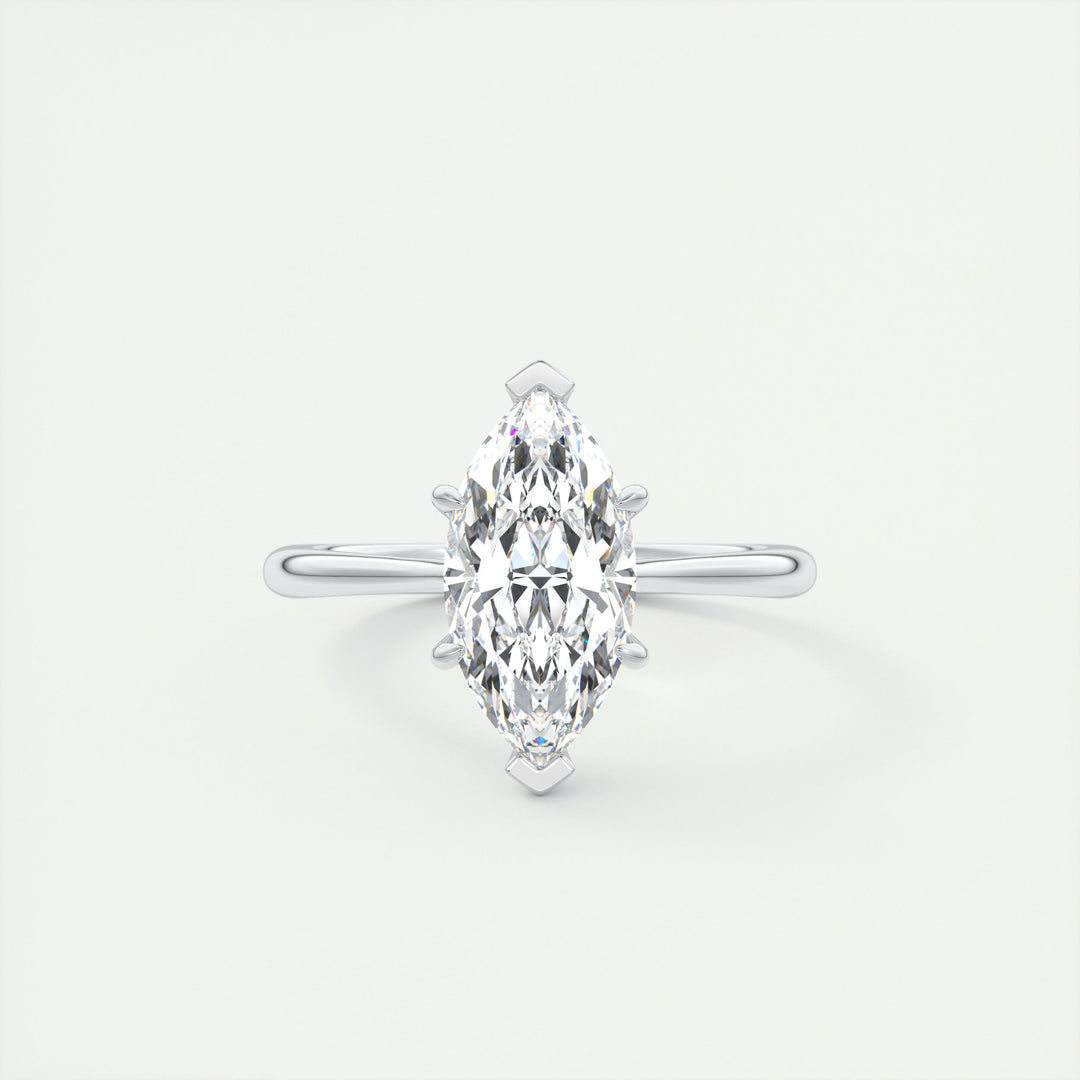 2CT Marquise Flush Stacking 1.8mm Solitaire Moissanite Engagement Ring