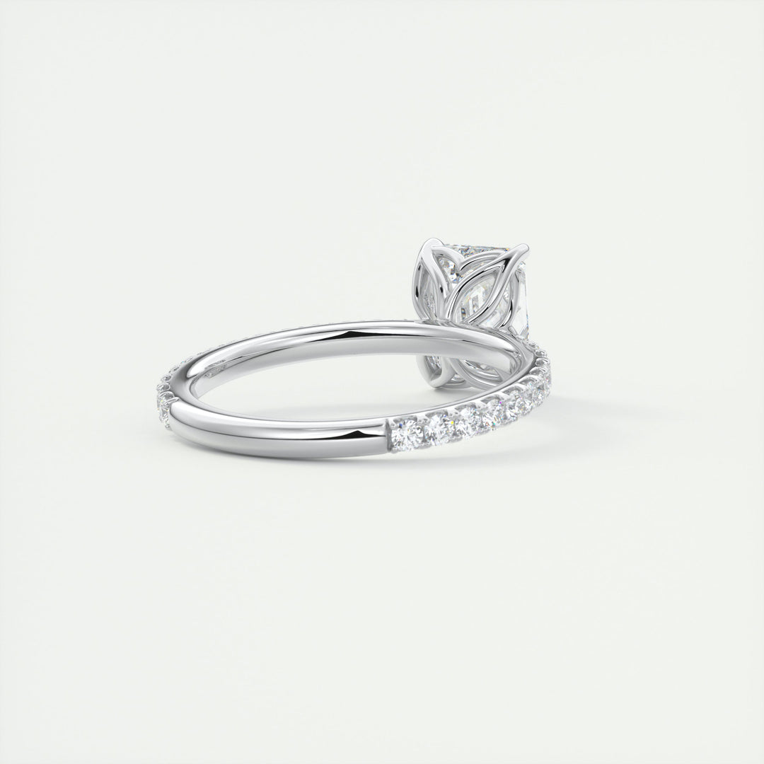 2 CT Emerald Cut Diamond Moissanite Engagement Ring With Pave Setting