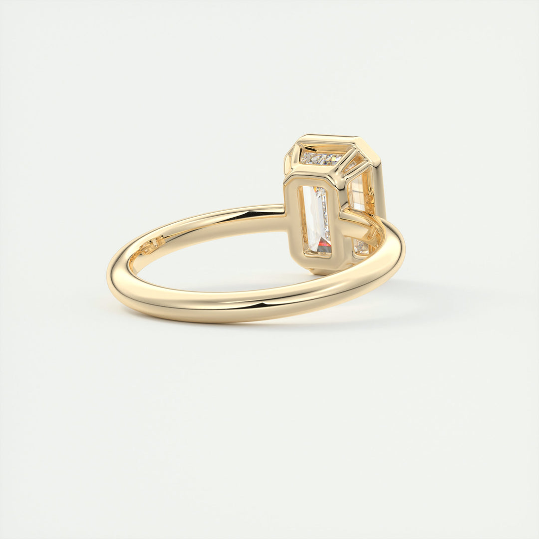 2CT Emerald Solitaire Bezel Set Moissanite Engagement Ring