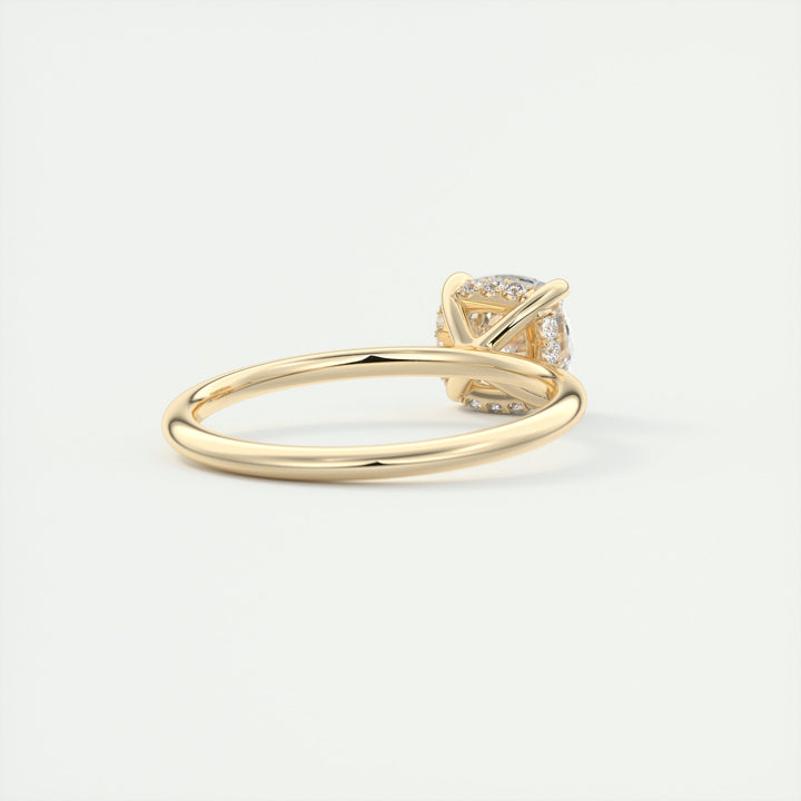 2CT Cushion Cut Classic Hidden Halo Moissanite Diamond Engagement Ring