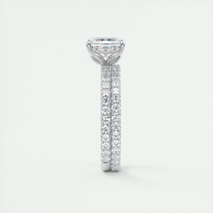 2CT Asscher Cut Moissanite Diamond Engagement Ring