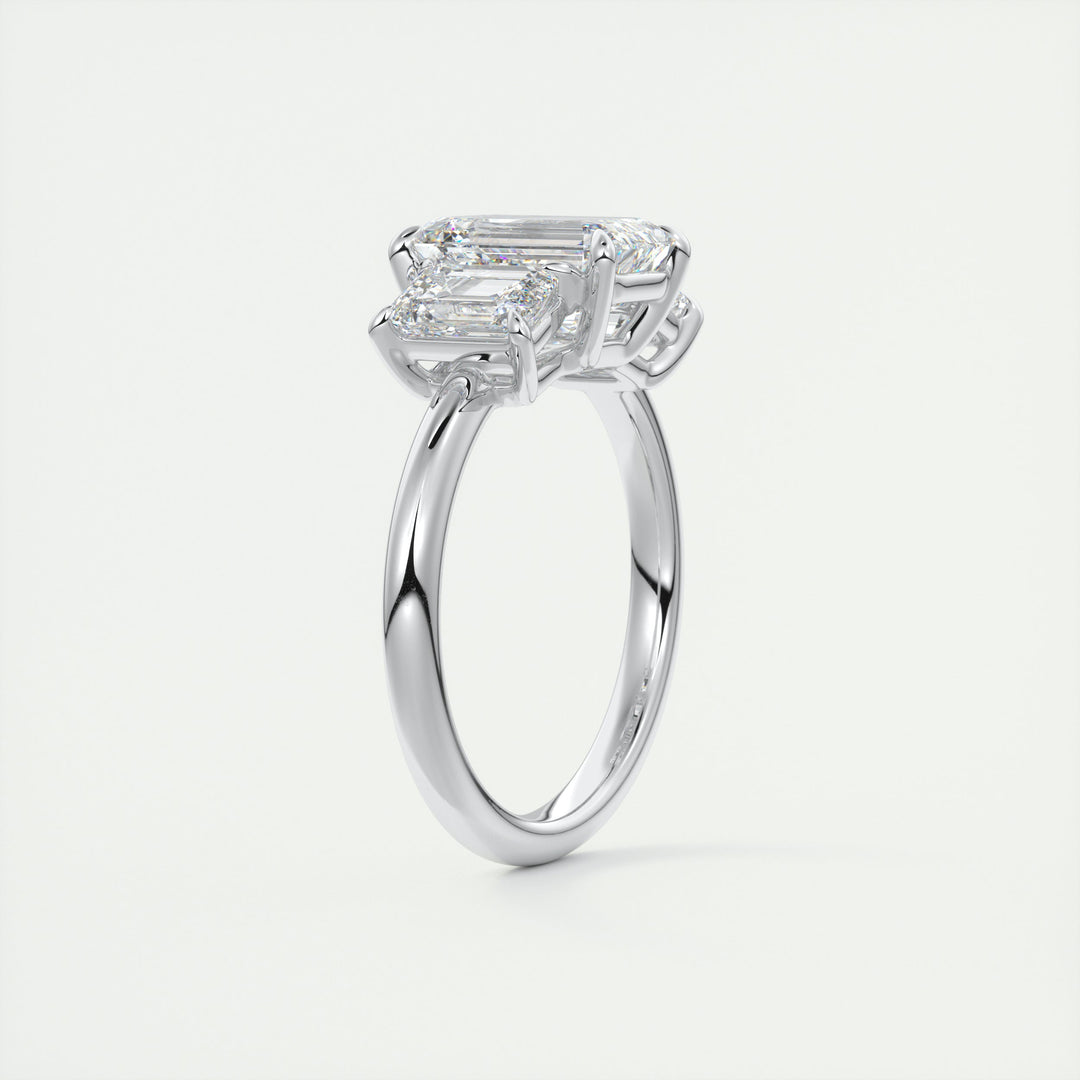 2CTEmerald Cut Three Stone Moissanite Engagement Ring