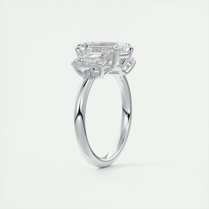 2CTEmerald Cut Three Stone Moissanite Engagement Ring