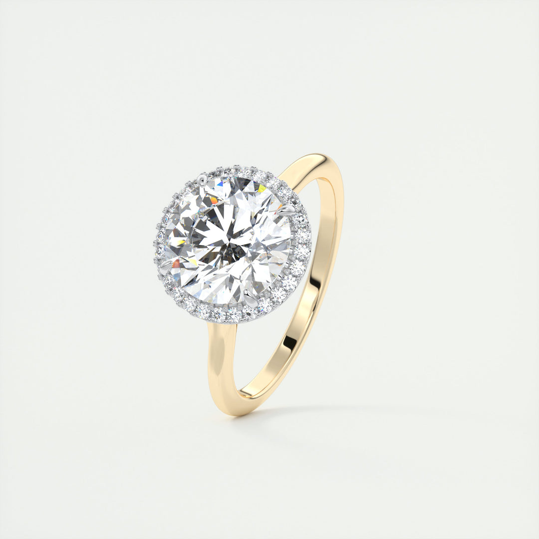 2CT Round Center with French Set Halo Solitaire Moissanite Two Tone Engagement Ring