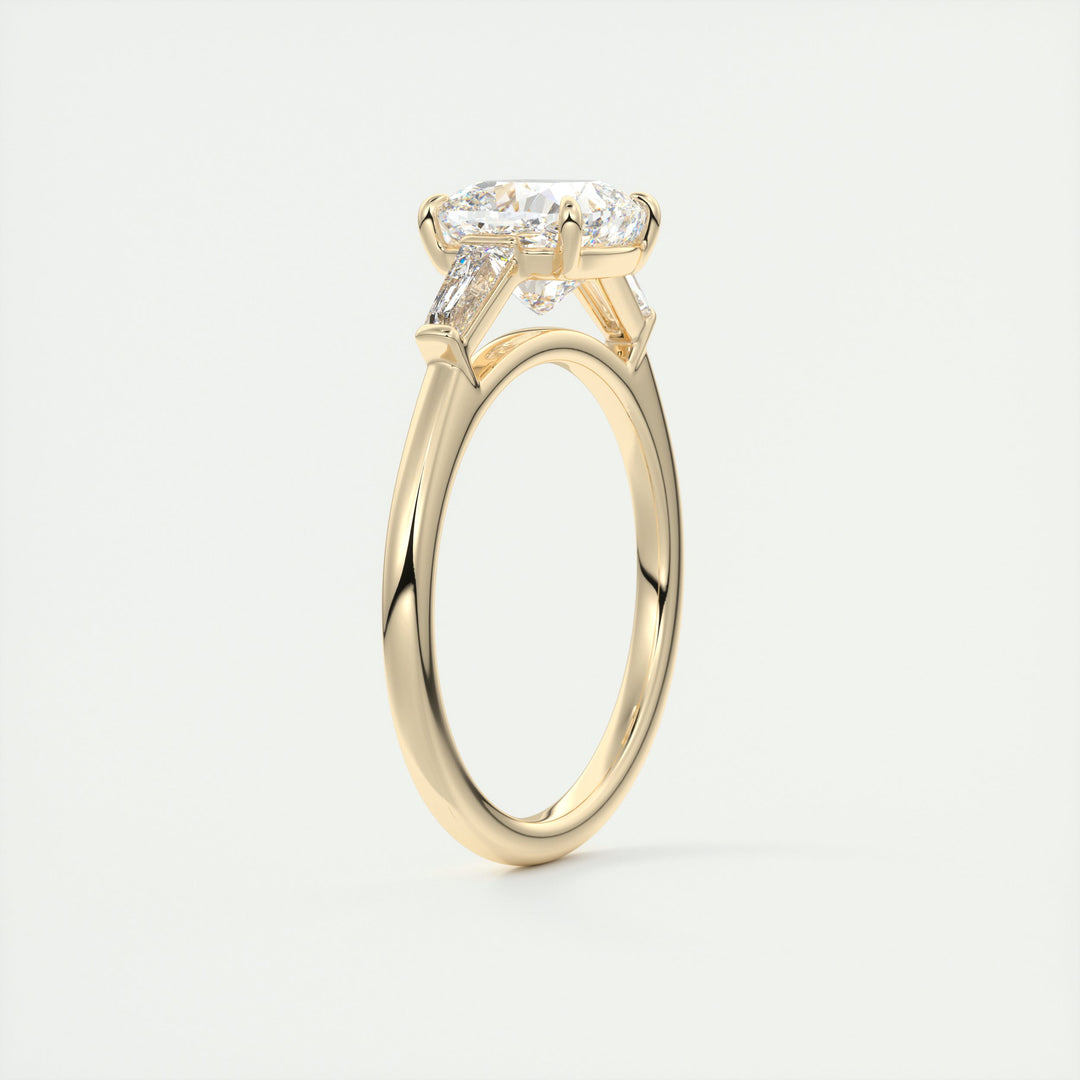 2CT Cushion Three Stone Solitaire Moissanite Diamond Engagement Ring