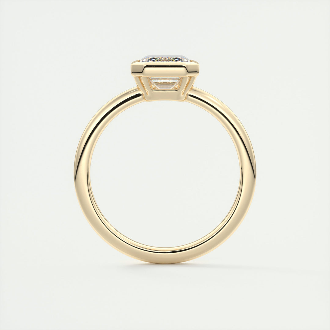 2CT Emerald Solitaire Bezel Set Moissanite Engagement Ring