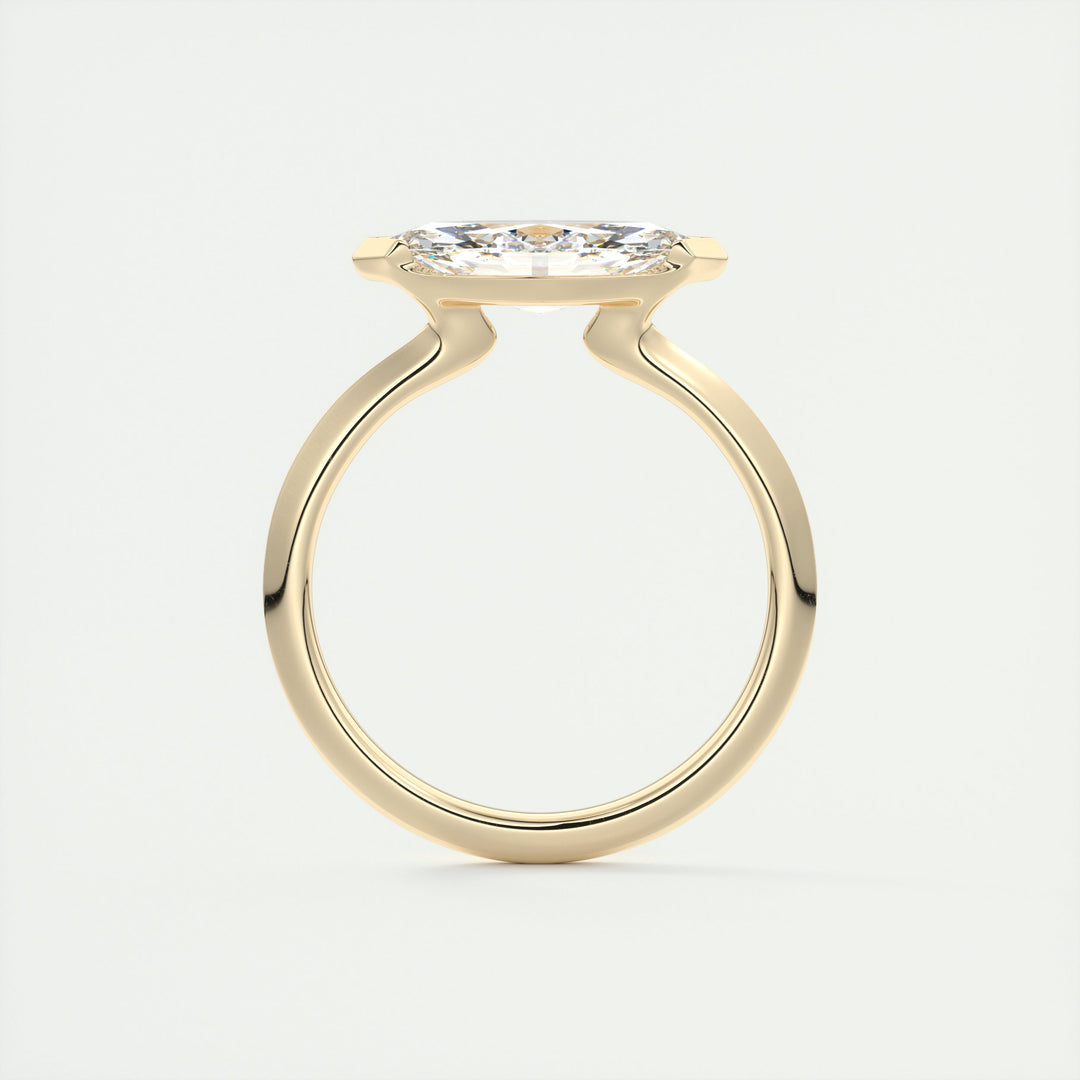 2CT Half Bezel Marquise Cut Solitaire Engagement Ring