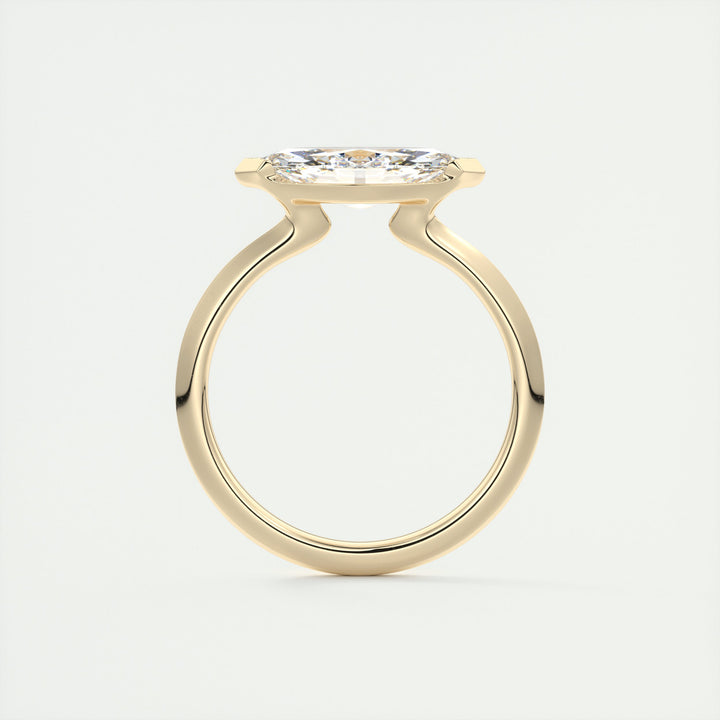 2CT Half Bezel Marquise Cut Solitaire Engagement Ring