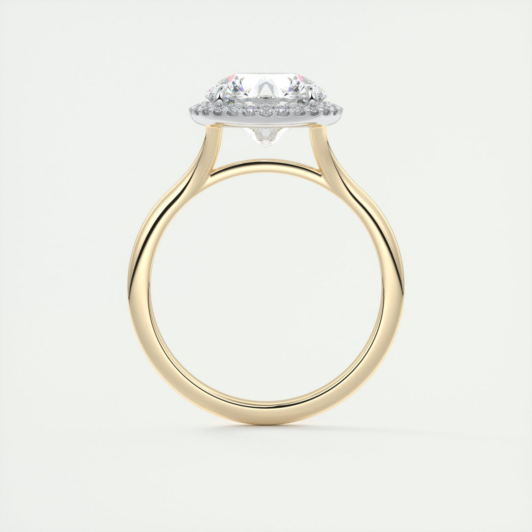 2CT Round Center with French Set Halo Solitaire Moissanite Two Tone Engagement Ring